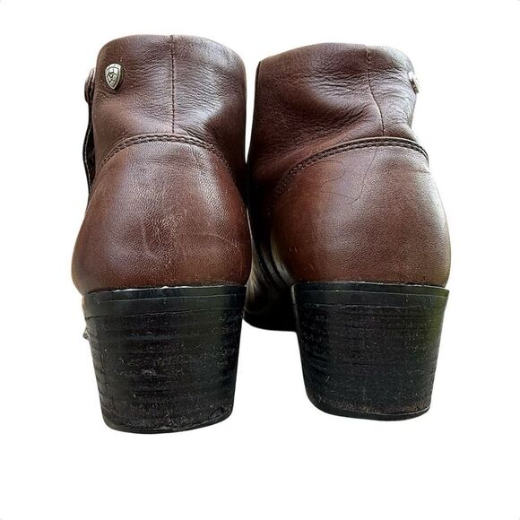 Ariat Spat II Women's Brown Leather Ankle Boots Size 9.5 Snap Detail Bootie - Picture 6 of 13
